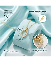 14k Gold Plated Sterling Silver with 34mm Statement Drop Cubic Zirconia Double Entwined Oval Eternity Circle Pendant Necklace