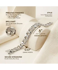 Men's Sterling Silver Iced Out Cubic Zirconia Miami Cuban Chain Bracelet