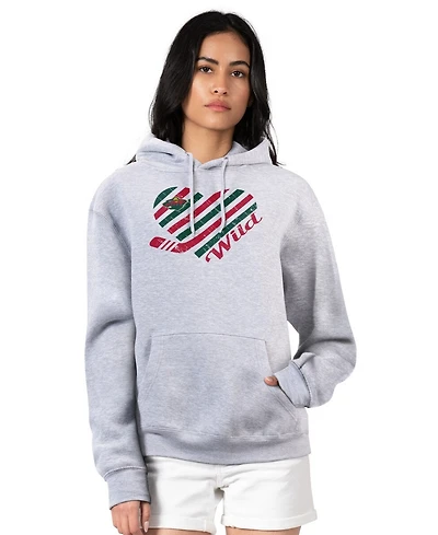 G-iii 4Her by Carl Banks Women's Heather Gray Minnesota Wild Heart Pullover Hoodie