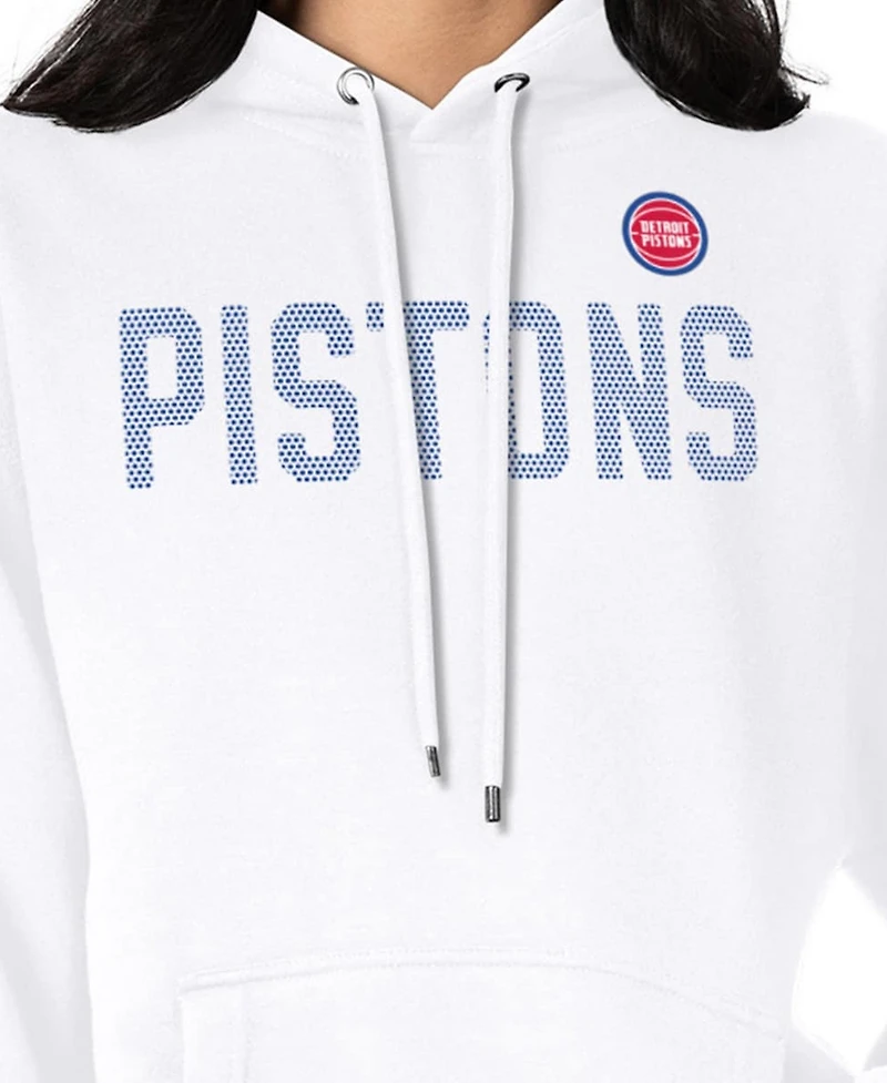 G-iii 4Her by Carl Banks Women's White Detroit Pistons Dot Print Pullover Hoodie