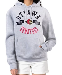 G-iii 4Her by Carl Banks Women's Heather Gray Ottawa Senators City Graphic Fleece Pullover Hoodie