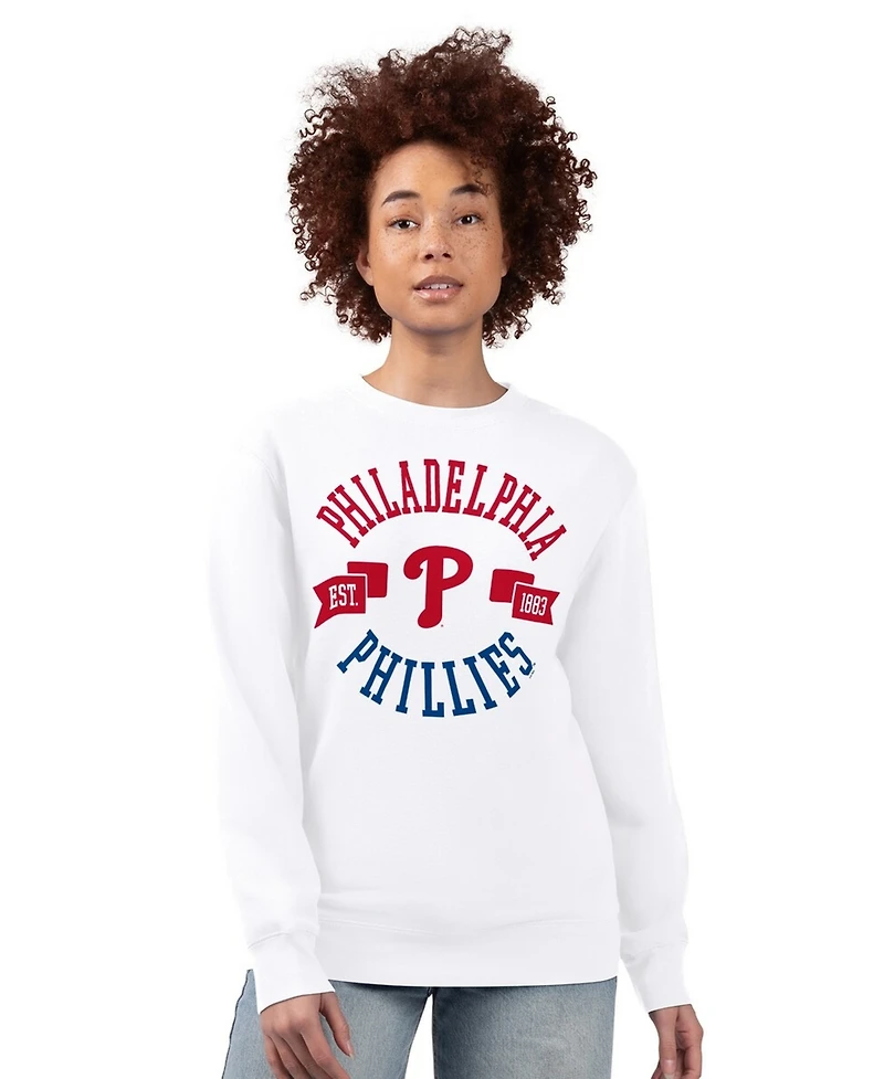 G-iii 4Her by Carl Banks Women's White Philadelphia Phillies Team Logo Fleece Pullover Sweatshirt