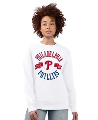 G-iii 4Her by Carl Banks Women's White Philadelphia Phillies Team Logo Fleece Pullover Sweatshirt