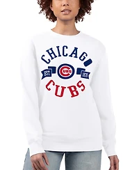 G-iii 4Her by Carl Banks Women's White Chicago Cubs Team Logo Fleece Pullover Sweatshirt
