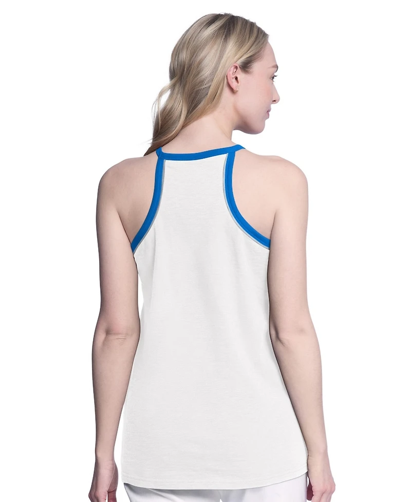 G-iii 4Her By Carl Banks Women's White Dallas Mavericks Curveball Racerback Scoop Neck Slub Tank Top