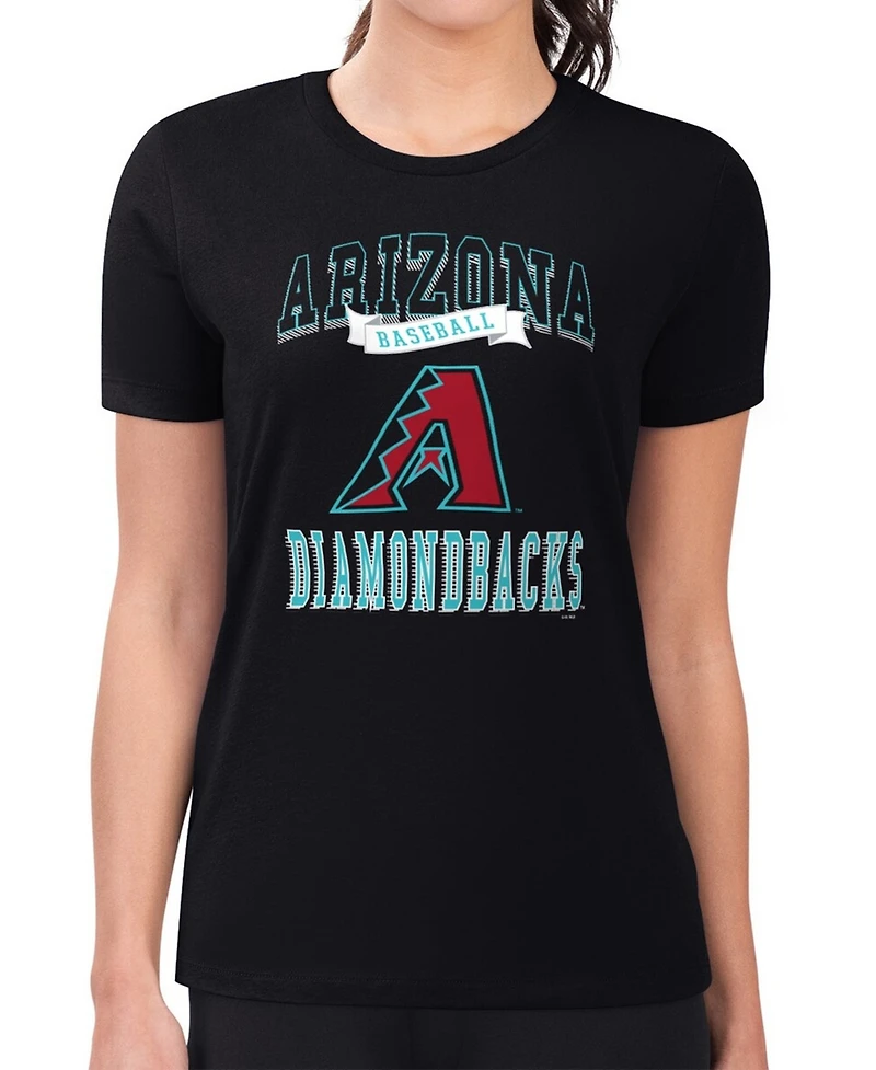 G-iii 4Her by Carl Banks Women's Black Arizona Diamondbacks Super-Slim Fit Lightweight Team Logo Graphic T-Shirt