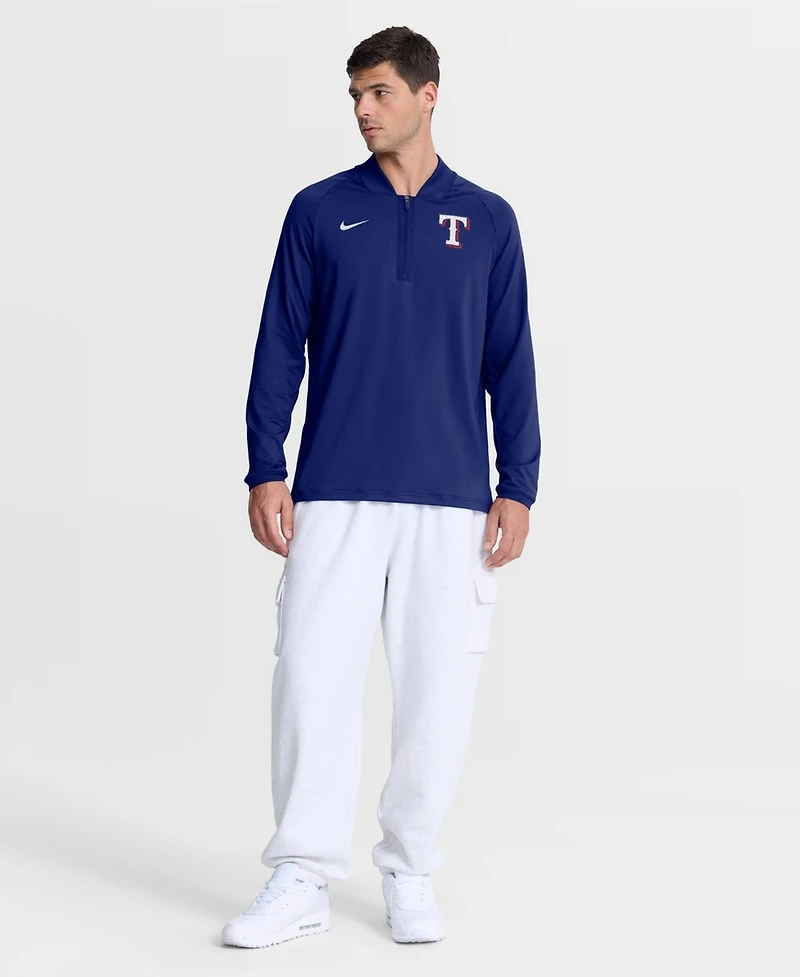 Nike Men's Royal Texas Rangers Authentic Collection Dri-fit Raglan Half-Zip Pullover Hoodie