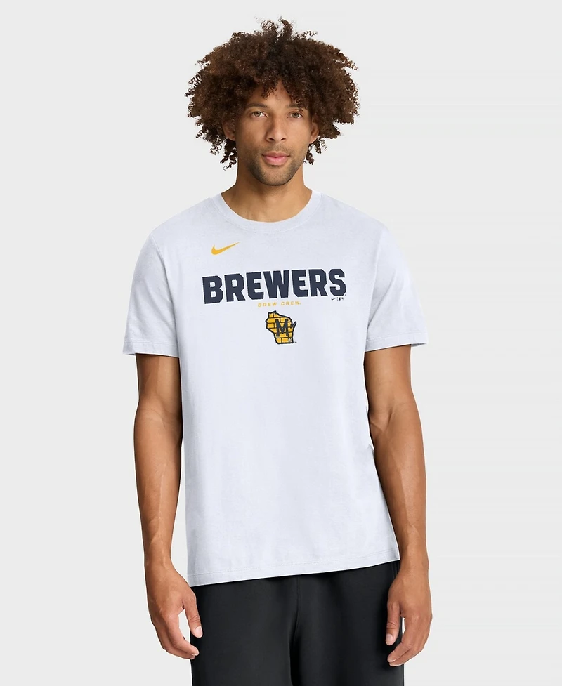 Nike Men's White Milwaukee Brewers Bold Team Name T-Shirt