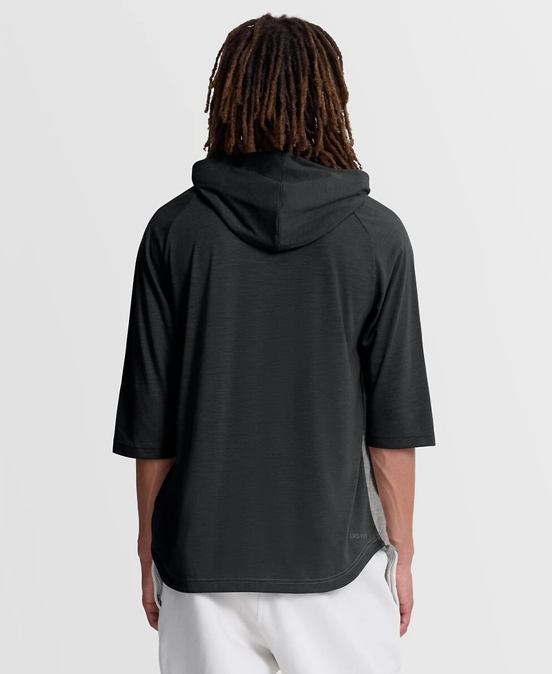 Nike Men's Black San Francisco Giants Authentic Collection Flux Dri-fit Raglan 3/4-Sleeve Hooded T-Shirt