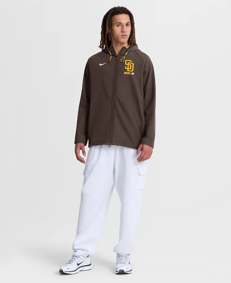 Nike Men's Brown San Diego Padres Authentic Collection Raglan Therma-fit Full-Zip Hooded Jacket
