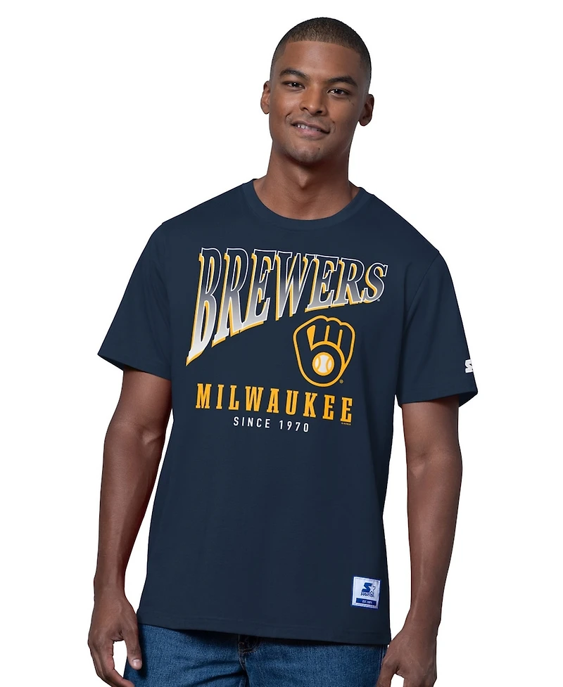 Starter Men's 2-Pack Navy/Heather Gray Milwaukee Brewers T-Shirt Set