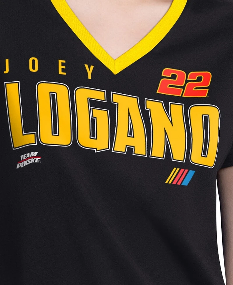 G-iii 4Her by Carl Banks Women's Black Joey Logano Best Team V-Neck T-Shirt