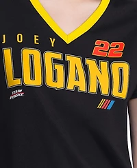 G-iii 4Her by Carl Banks Women's Black Joey Logano Best Team V-Neck T-Shirt