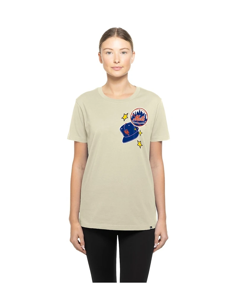New Era Women's Cream York Mets Stars Cap T-Shirt