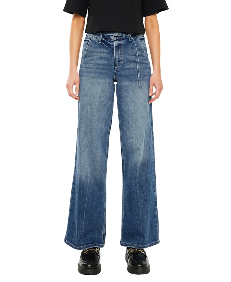 KanCan Women's Leah Ultra High Rise Wide Leg Jeans