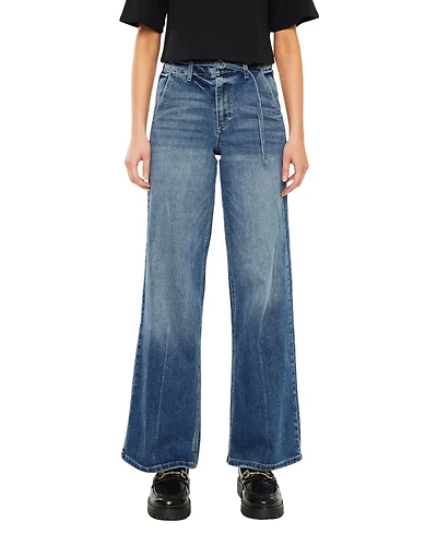 KanCan Women's Leah Ultra High Rise Wide Leg Jeans
