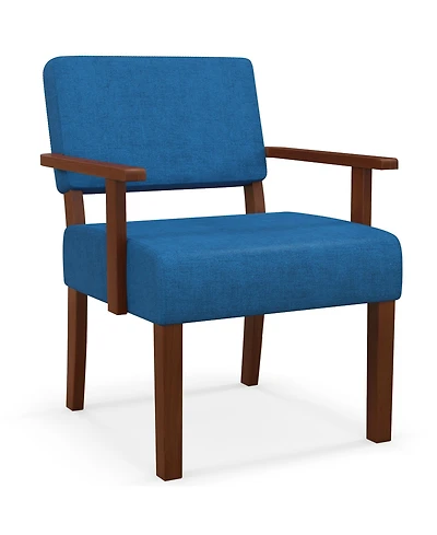 Costway Mid-Century Linen Accent Chair Living Room Chair with Soft Padded Seat and Backrest