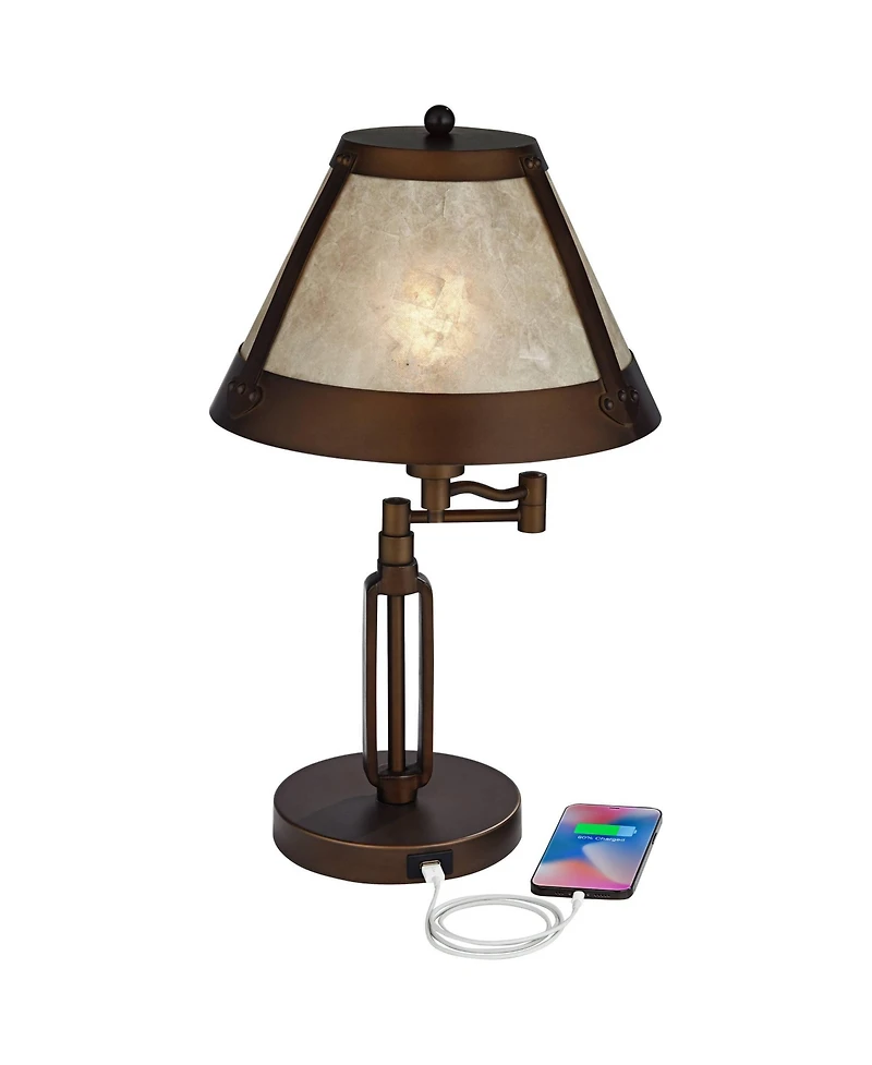 Franklin Iron Works Samuel 21.25" High Farmhouse Rustic Desk Lamps Set of 2