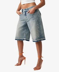 True Religion Women's Jessie Mid-Rise Baggy Denim Shorts