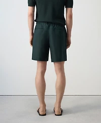 Mango Men's Drawstring Detail Linen 7.48" Bermuda Shorts