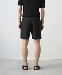 Mango Men's Drawstring Detail Linen 7.48" Bermuda Shorts