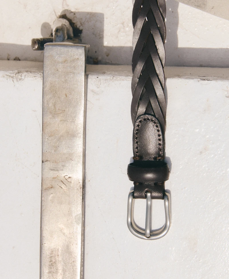 Mango Men's Braided Leather Belt