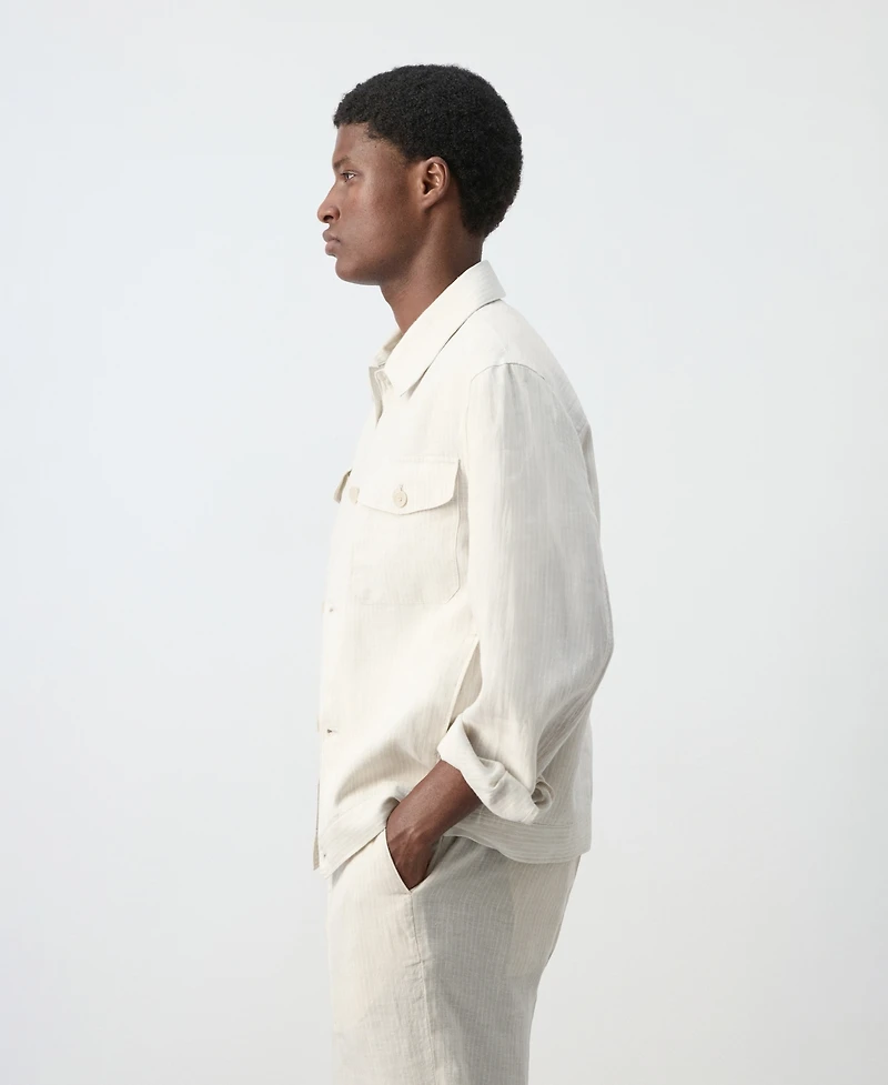 Mango Men's Linen Striped Blazer