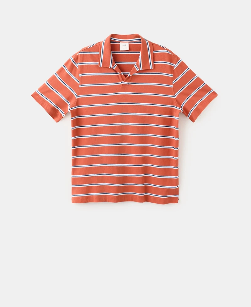 Mango Men's Regular-Fit Striped Pique Cotton Polo Shirt