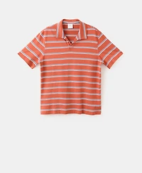Mango Men's Regular-Fit Striped Pique Cotton Polo Shirt