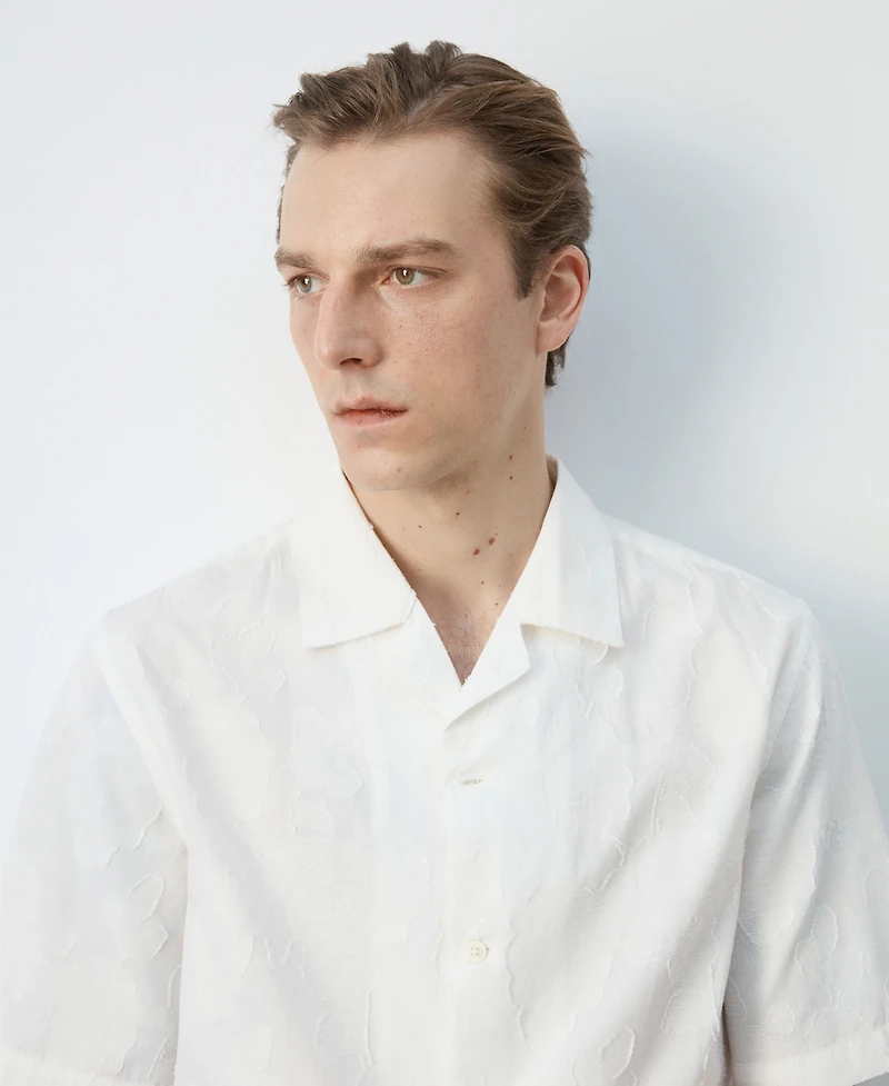 Mango Men's Regular-Fit Cotton Bowling Collar Shirt