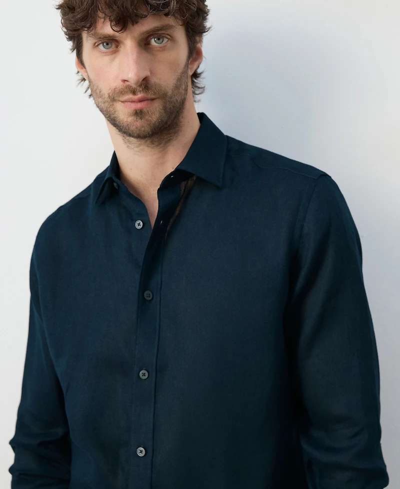 Mango Men's Linen Regular-Fit Shirt