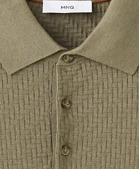 Mango Men's Fine Cable-Knit Polo Shirt