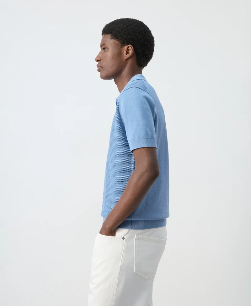 Mango Men's Zipper Knitted Polo Shirt