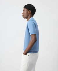 Mango Men's Zipper Knitted Polo Shirt