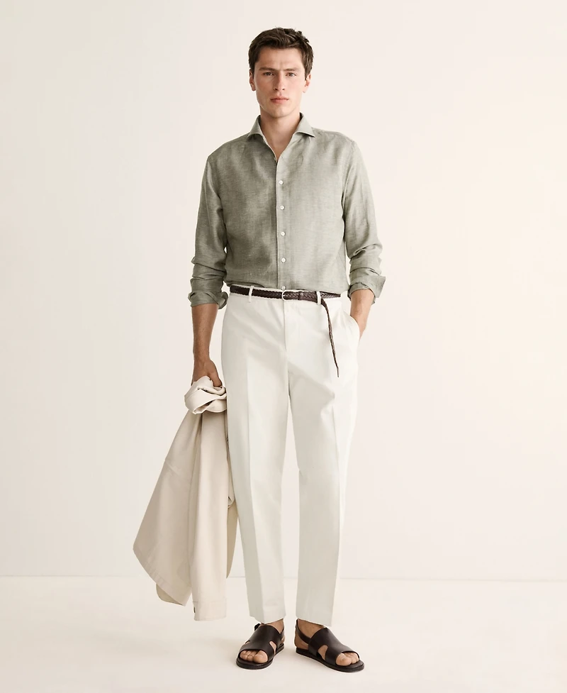 Mango Men's Cotton Regular-Fit Pants