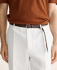 Mango Men's Linen Regular-Fit Pants