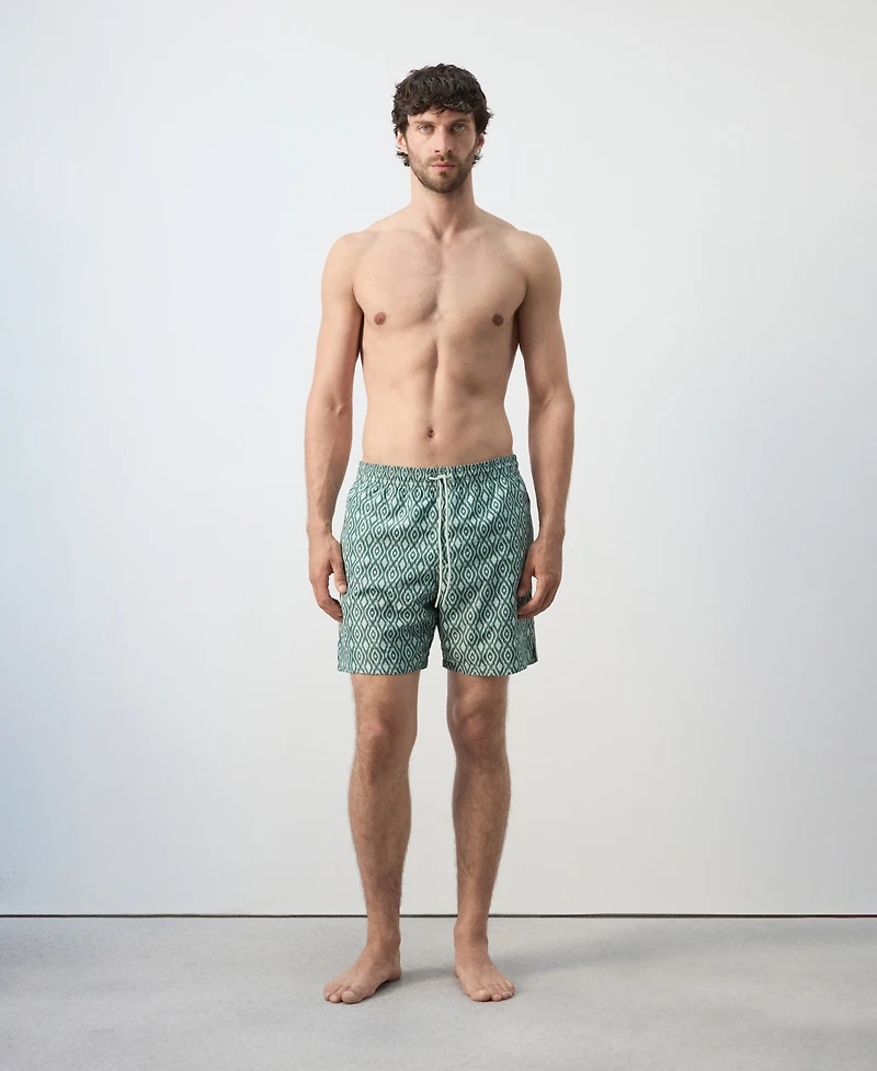 Mango Men's Drawstring Printed Swim Trunks