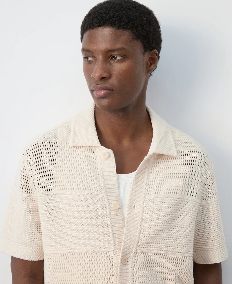 Mango Men's Openwork Knitted Shirt