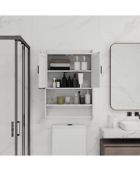 Midola Bathroom Wall Cabinet with Doors, Adjustable Shelf, Towel Bar and Paper Holder, Over The Toilet Storage Cabinet, Medicine Cabinet for Bathroom