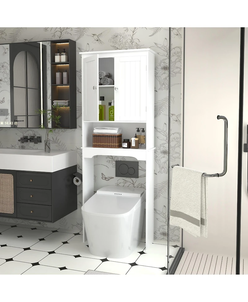 Midola Over The Toilet Storage Cabinet, Bathroom Shelf Over Toilet, Bathroom Storage Cabinet Organizer,Wood Bathroom Space Saver
