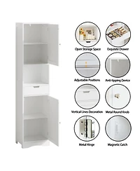 Midola 67" Tall Bathroom Cabinet with 2 Doors and 1 Drawer, Narrow Bathroom Storage Cabinets with Adjustable Shelves, Bathroom Floor Organizer