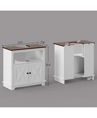 Busdays Modern Farmhouse Bathroom Sink Cabinet Pedestal Sink Storage with Double Doors and Shelves