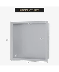 homfan 12 x 12 in Stainless Steel 304 Bathroom Niche, Recessed Shower Shelf Single Grid Built-in Wall Storage for Shower Bathroom Kitchen, Brushed