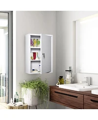 Busdays Steel Wall Mount Medicine Cabinet 3 Tier Lockable Emergency Box for Bathroom Kitchen with 2 Keys