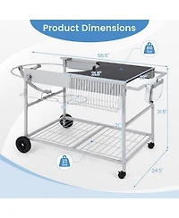 Sugift Movable Grill Table for 18 in 22 in Original Kettle for Camping