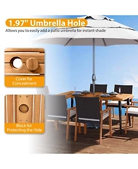 Sugift 63 Inches Outdoor Indoor Dining Table with 1.97 Inches Umbrella Hole and Metal Legs