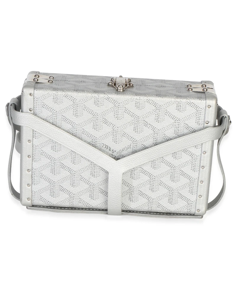 Pre-Owned Goyard Silver Precious Metals Goyardine Canvas Minaudiere Trunk