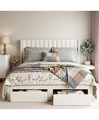 gaomon Upholstered Bed Frame with Storage Drawer, Heavy-Duty Steel Framework and Wooden Slats, Tufted Headboard, No Box Spring