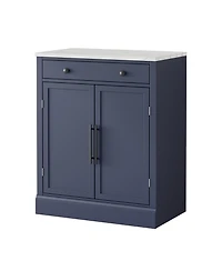 Boyel Living Modern Freestanding Kitchen Pantry, Buffet Storage Cabinet with Faux Marble Top, Coffee Bar Sideboard Drawer and Adjustable Shelves
