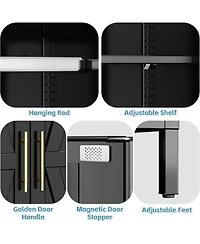 Boyel Living 71 Inch Metal Wardrobe Closet with Drawer and Hanging Rod, Tall Armoire Cabinet Adjustable Shelf for Bedroom